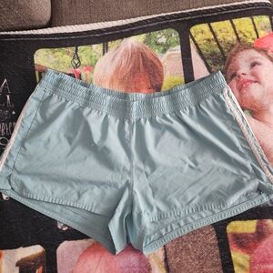 adidas Light Blue Women's Athletic Shorts with White Side Stripes